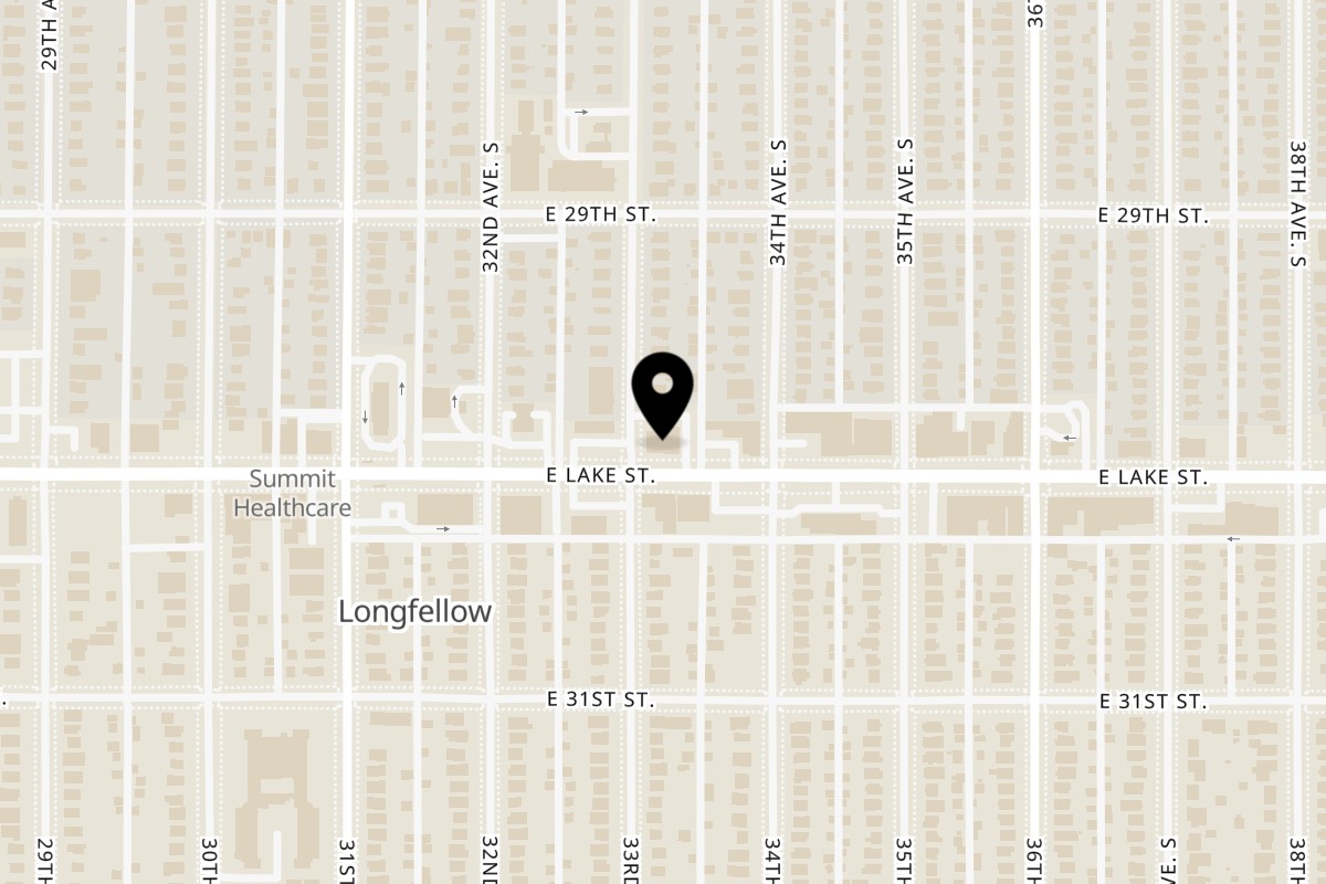 Map showing the location of Sonora Grill on 3300 East Lake Street in Minneapolis